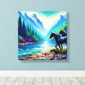 Majestueuze ontmoeting in Vibrant Valley Elegant D Canvas Afdruk (Insitu (Houten vloer))