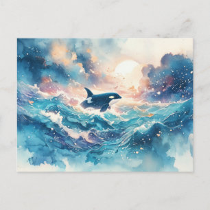Majestueuze Orca Zonnig Aquarel Golf Briefkaart