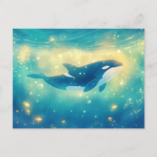 Majestueuze Orca Zonnige Oceaan Tuin Briefkaart