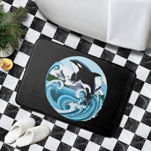 Majestueuze Orka Moordwalvis Blauwe Golven Oceaan Badmat