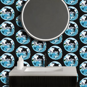Majestueuze Orka Moordwalvis Blauwe Golven Oceaan Behang