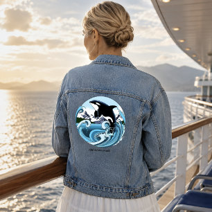 Majestueuze Orka Moordwalvis Blauwe Golven Oceaan Denim Jacket