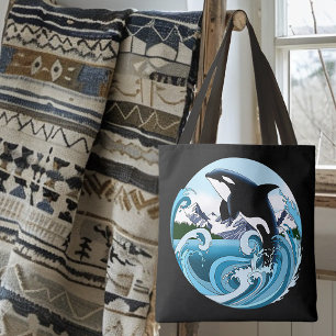 Majestueuze Orka Moordwalvis Blauwe Golven Oceaan Draagtas