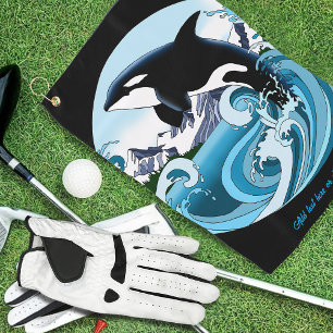 Majestueuze Orka Moordwalvis Blauwe Golven Oceaan Golfhanddoek