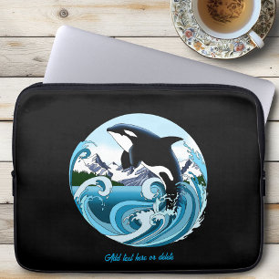 Majestueuze Orka Moordwalvis Blauwe Golven Oceaan Laptop Sleeve