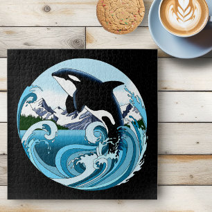 Majestueuze Orka Moordwalvis Blauwe Golven Oceaan Legpuzzel