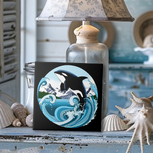 Majestueuze Orka Moordwalvis Blauwe Golven Oceaan Tegeltje