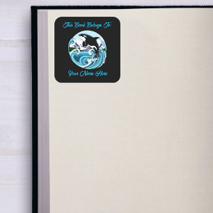 Majestueuze Orka Moordwalvis Blauwe Oceaan Boekpla Vierkante Sticker