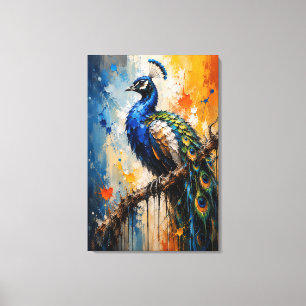 Majestueuze Pauw Impasto Canvasprint Canvas Afdruk