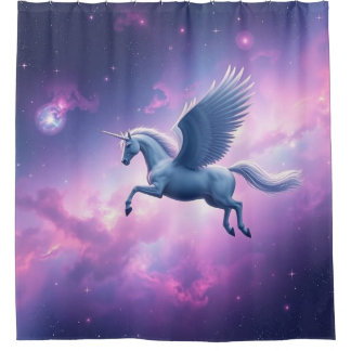 Majestueuze Pegasus in Galaxy Sky Curtain - Fantas Douchegordijn