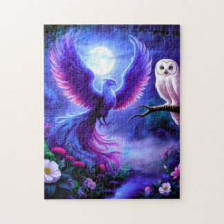 Majestueuze Phoenix in Midnight Garden met uil Legpuzzel