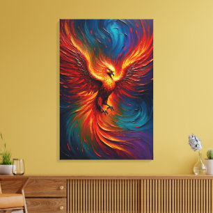 Majestueuze Phoenix Vuurvogel Abstracte Fantasie Canvas Afdruk