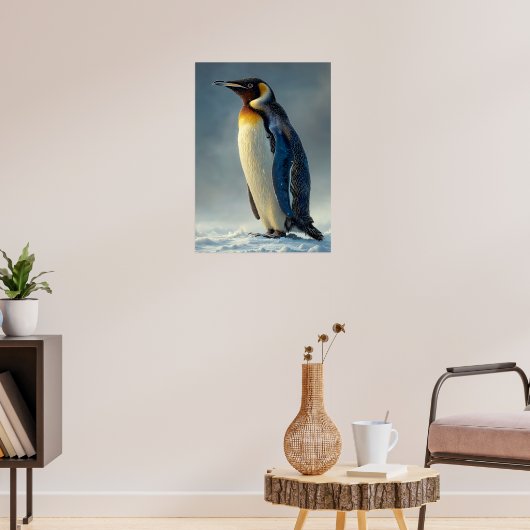 Majestueuze pinguïn in de arctische sneeuw poster (Woonkamer 3)