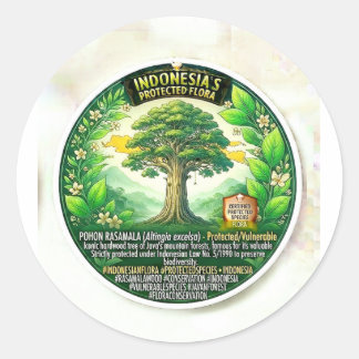 Majestueuze Rasamala Boom Kunst - Zeldzame Javaans Ronde Sticker
