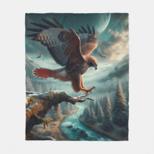 majestueuze roodstaarthaai springt omhoog fleece deken