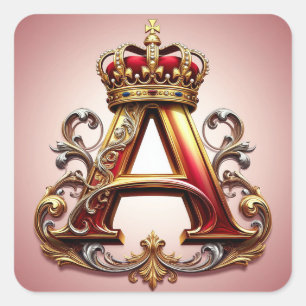 Majestueuze sierletter A met kroon Vierkante Sticker
