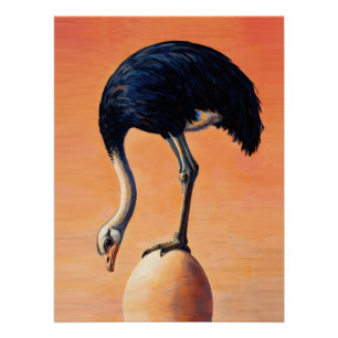 Majestueuze Struisvogel Balanceren op Kunstwerk me Perfect Poster