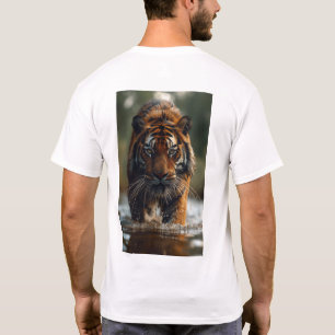 Majestueuze tijger die door het water loopt T-shir T-shirt