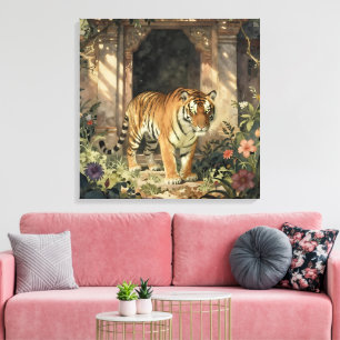 Majestueuze Tijger die door Oude Duinen loopt Canvas Afdruk