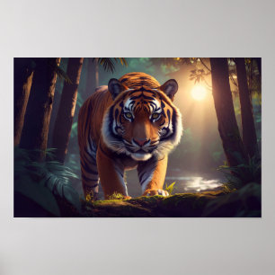 Majestueuze Tijger In Bos Poster