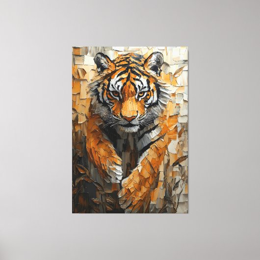 Majestueuze tijger in dynamische impasto-beweging canvas afdruk (Voorkant)