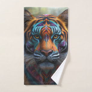 Majestueuze tijger met levendige Tribal Face Paint Handdoek