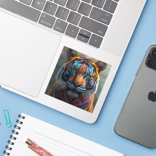 Majestueuze tijger met levendige Tribal Face Paint Sticker