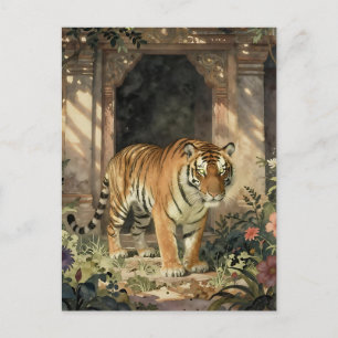 Majestueuze Tijger Wandelend in de Oude Duinen Briefkaart