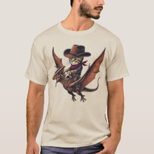 Majestueuze vlucht: een cowboykat die op een ptero t-shirt