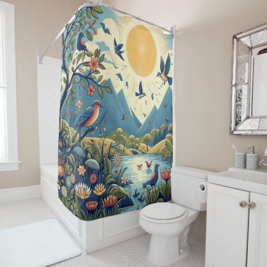 Majestueuze Vogels in Natuur Douchegordijn (In situ)