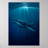 Majestueuze walvis in het Deep Blue Zee Poster (Voorkant)