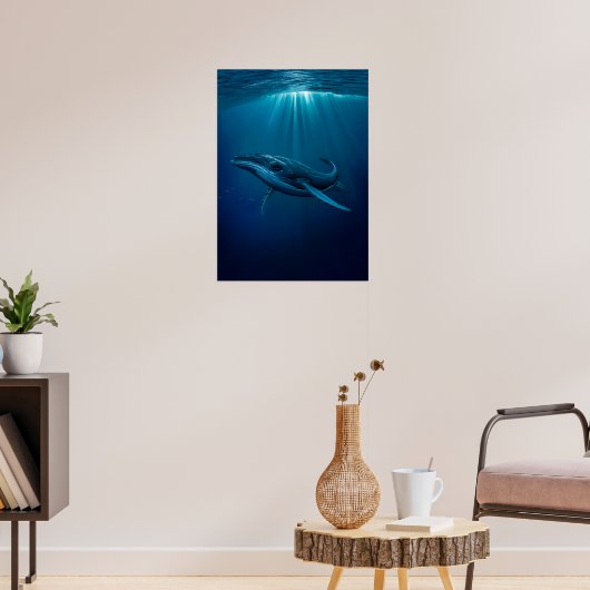 Majestueuze walvis in het Deep Blue Zee Poster (Woonkamer 3)