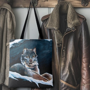 Majestueuze Winter Lynx Rustend op Besneeuwde Berg Draagtas
