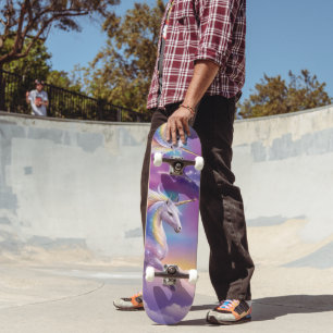 Majestueuze Witte Eenhoorn Fantasy Pastel Cloudy S Skateboard