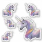 Majestueuze witte eenhoorn met heldere regenboogma sticker (Voorkant)