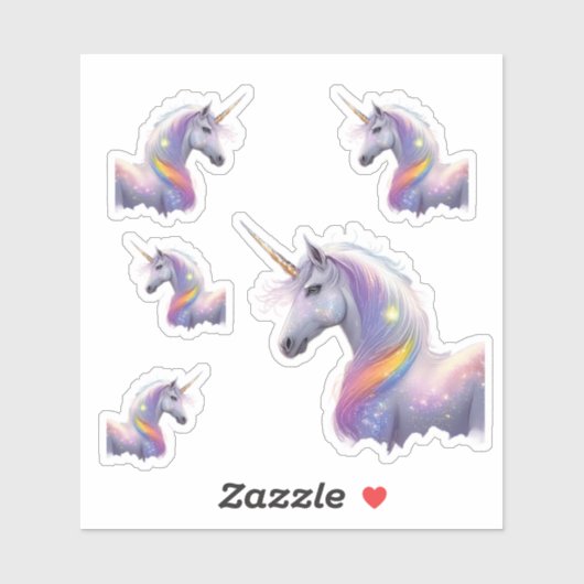 Majestueuze witte eenhoorn met heldere regenboogma sticker (Vel)