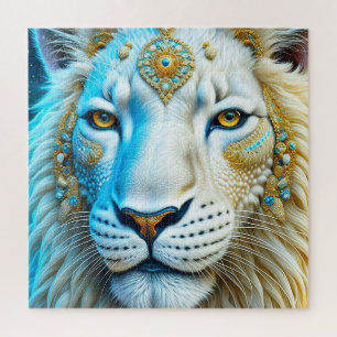 Majestueuze witte en gouden leeuw legpuzzel