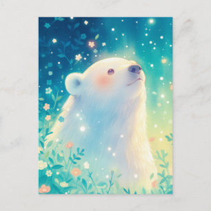 Majestueuze Witte Ijsbeer in Tuin die Straalt Briefkaart