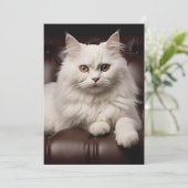 Majestueuze witte kat bedankkaart (Staand voorkant)