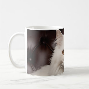 Majestueuze witte kat koffiemok