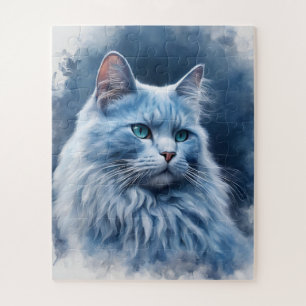 Majestueuze witte kat met blauwe ogen – Elegante b Legpuzzel