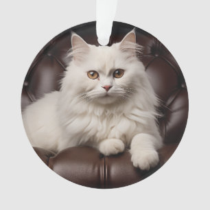 Majestueuze witte kat ornament