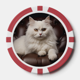 Majestueuze witte kat poker chips