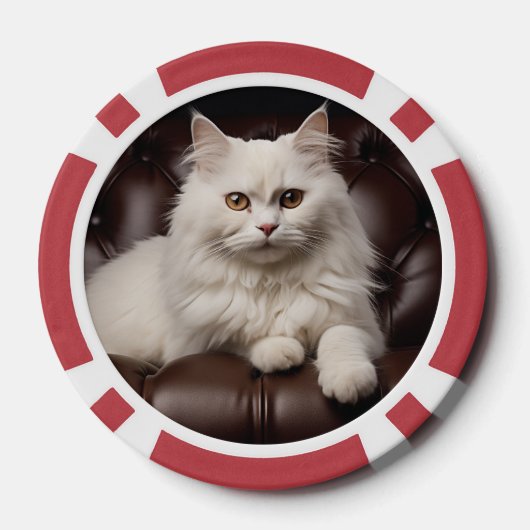 Majestueuze witte kat poker chips (Achterkant)