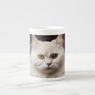 Majestueuze witte kat porselein kop