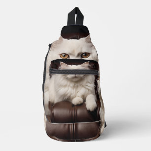 Majestueuze witte kat sling bag