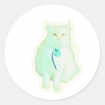 Majestueuze witte kat sticker, elegante pluizige k