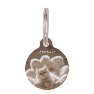 Majestueuze witte kattenliefhebber huisdierpenning