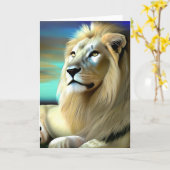 Majestueuze witte leeuw etherische kunst kaart (Gele Bloem)
