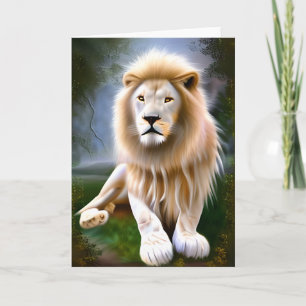Majestueuze Witte Leeuw Etherische Kunst Kaart